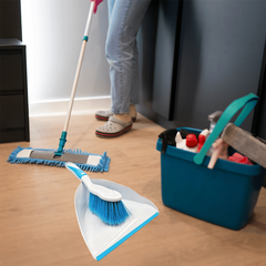 Deluxe Dustpan and Brush Set - Blue