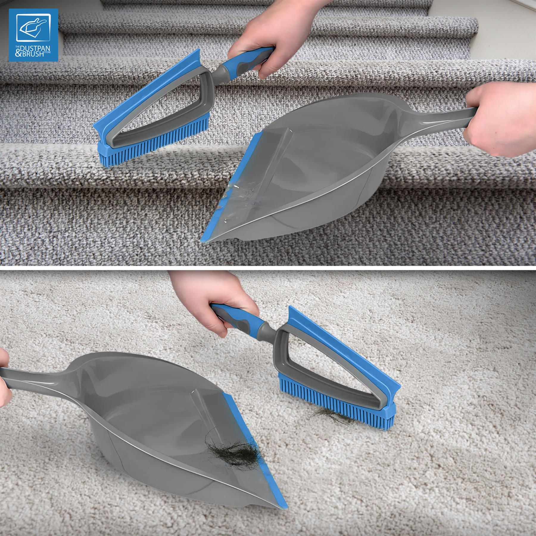 4 in 1 Rubber Dustpan and Brush Set for Pet Hair