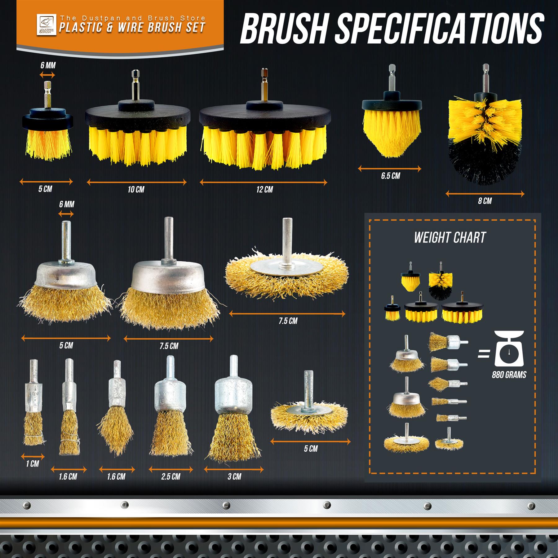 Drill Brush Set | 14 Piece Plastic & Wire Cleaning Attachments