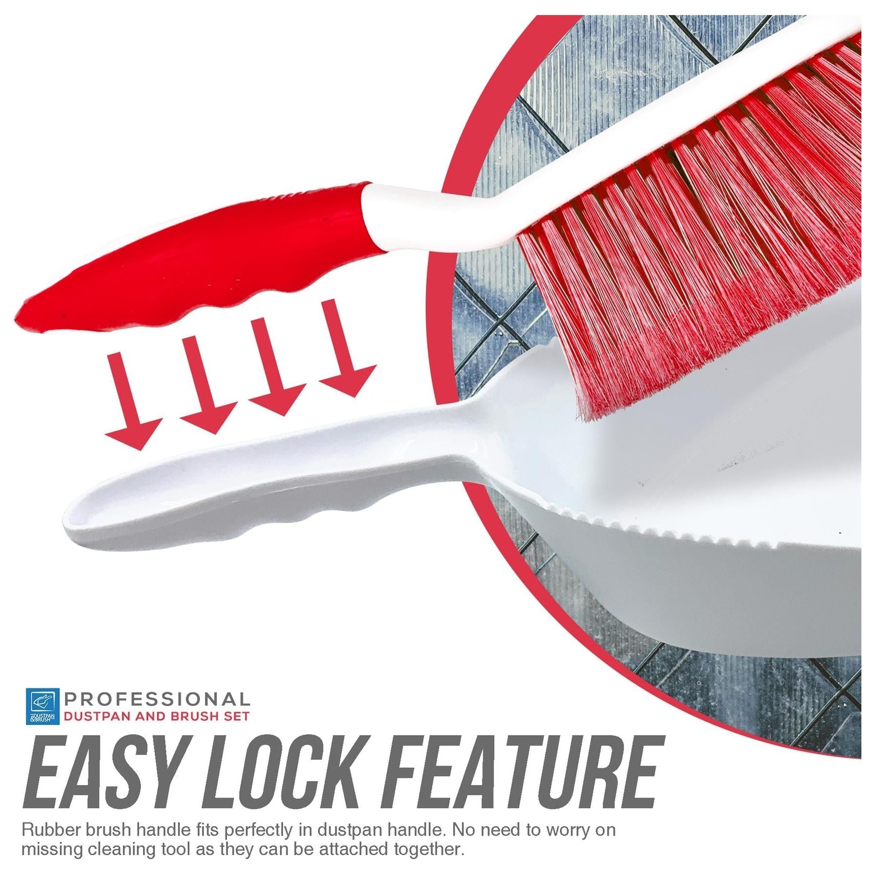 Deluxe Red Dustpan and Brush Set