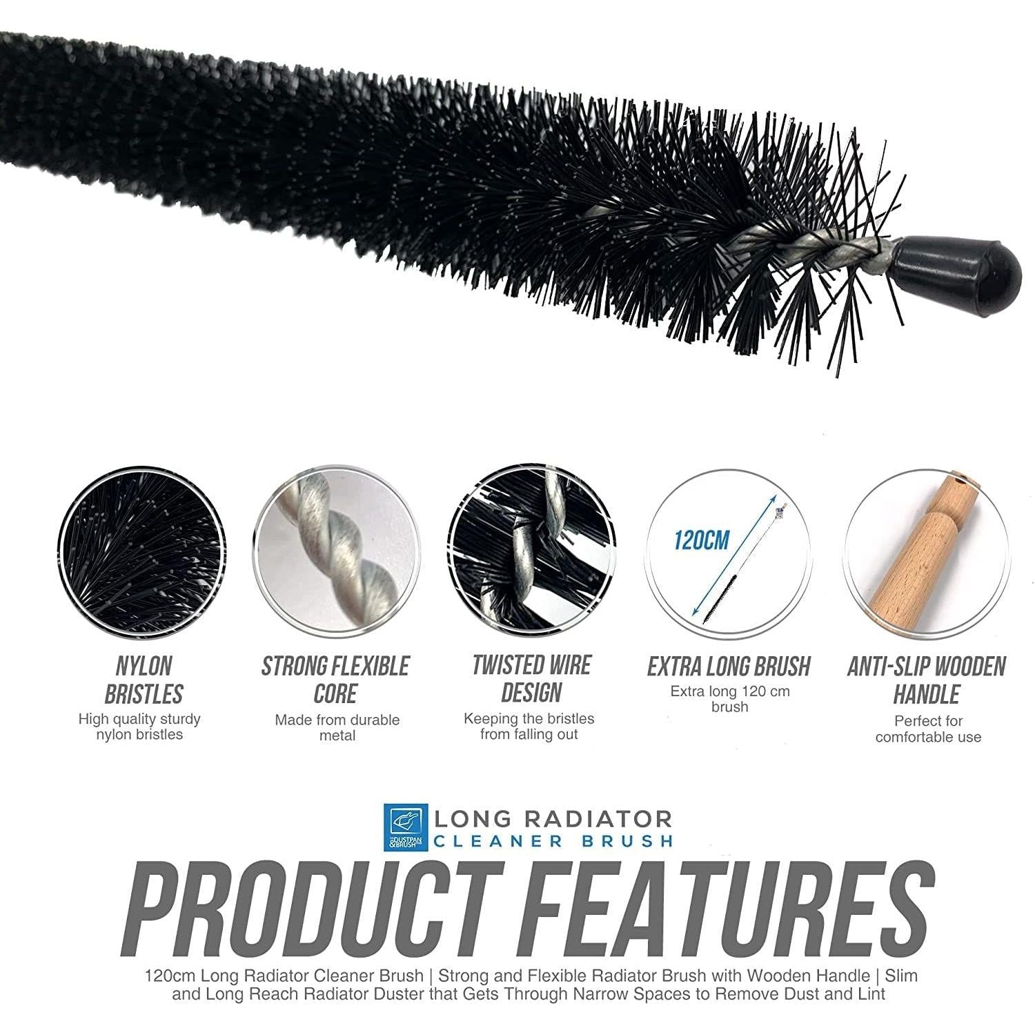 Long Reach Radiator Cleaning Brush – Flexible 113cm Duster