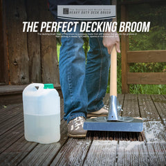 Heavy Duty Deck Scrub with Metal Scraper & Wooden Handle