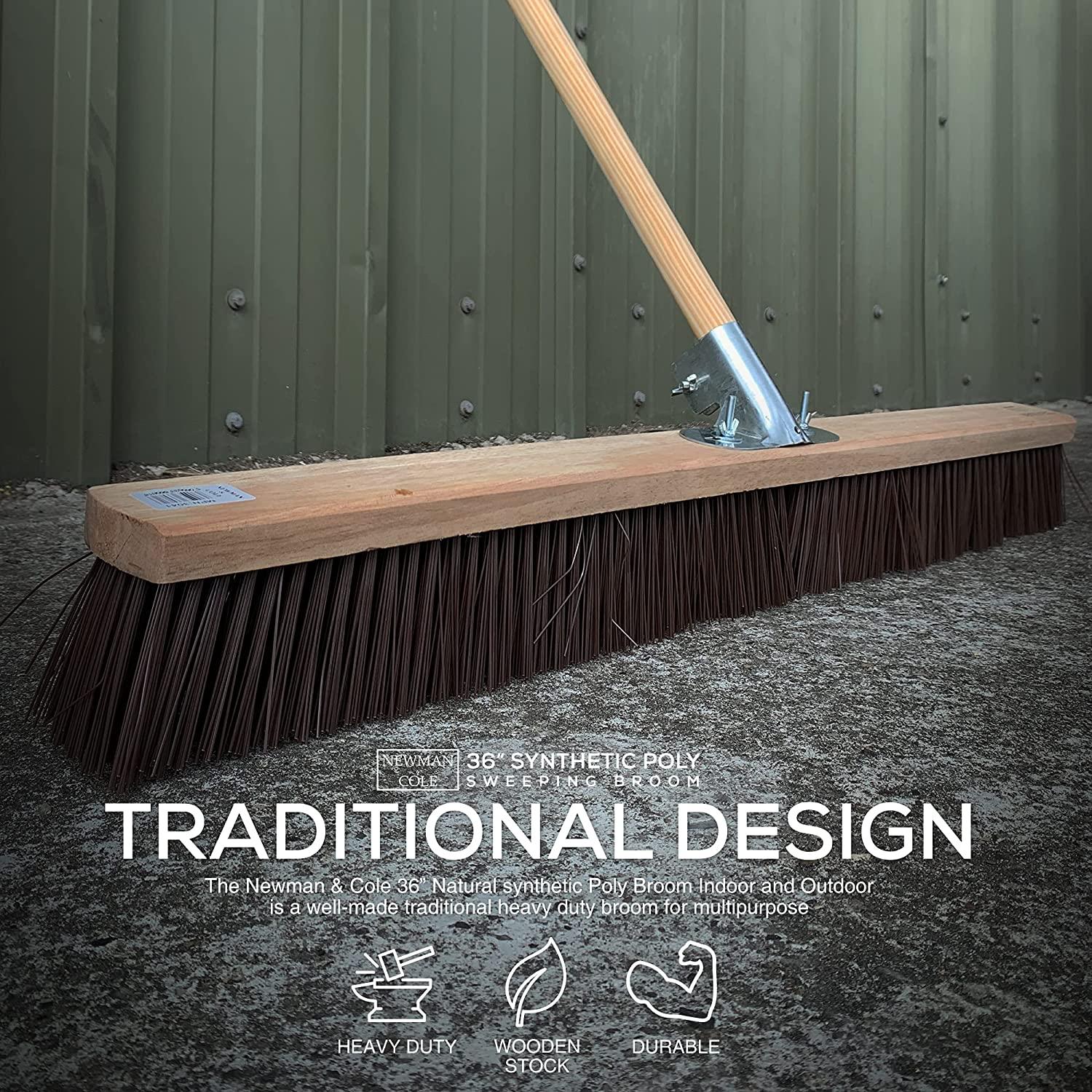 Newman and Cole 36" Broom Head with Hole – Stiff PVC Yard Brush