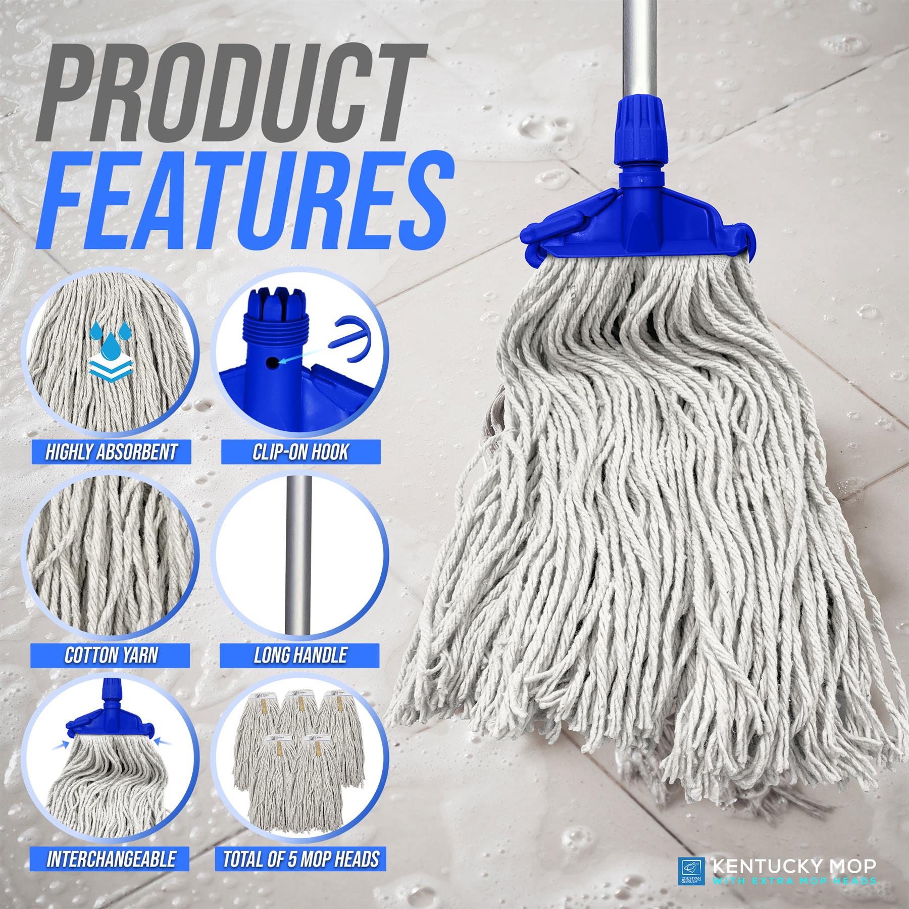 Blue Kentucky Mop Set with 5 Mop Heads & Handle