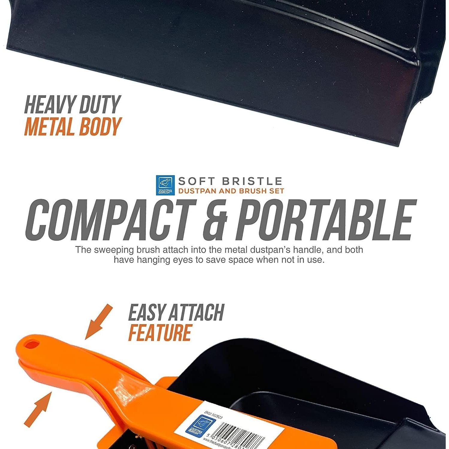 Metal Dustpan and Brush Set – Soft PVC Heavy Duty Cleaner