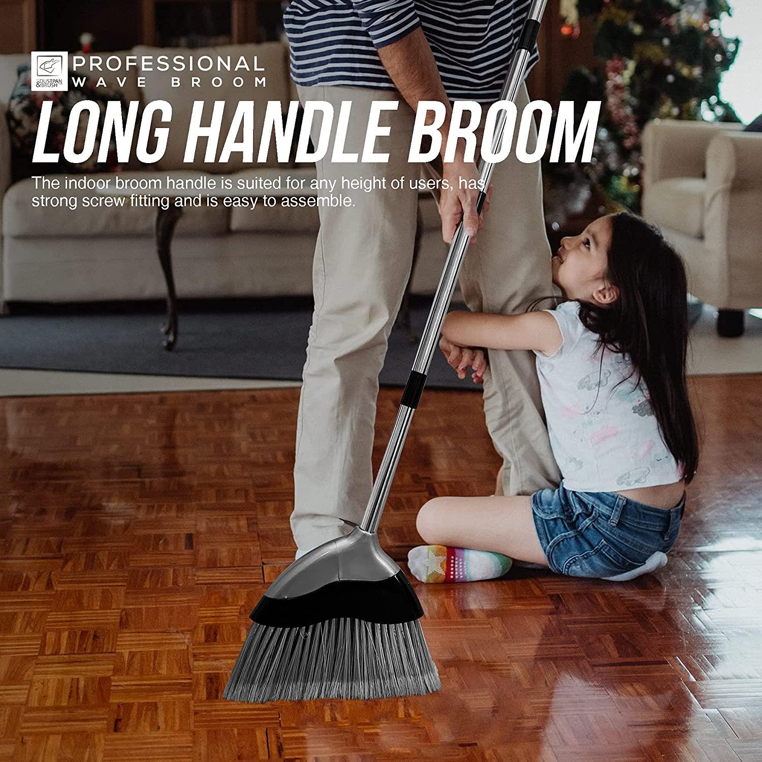 Wave Indoor Broom with 4 Piece Handle