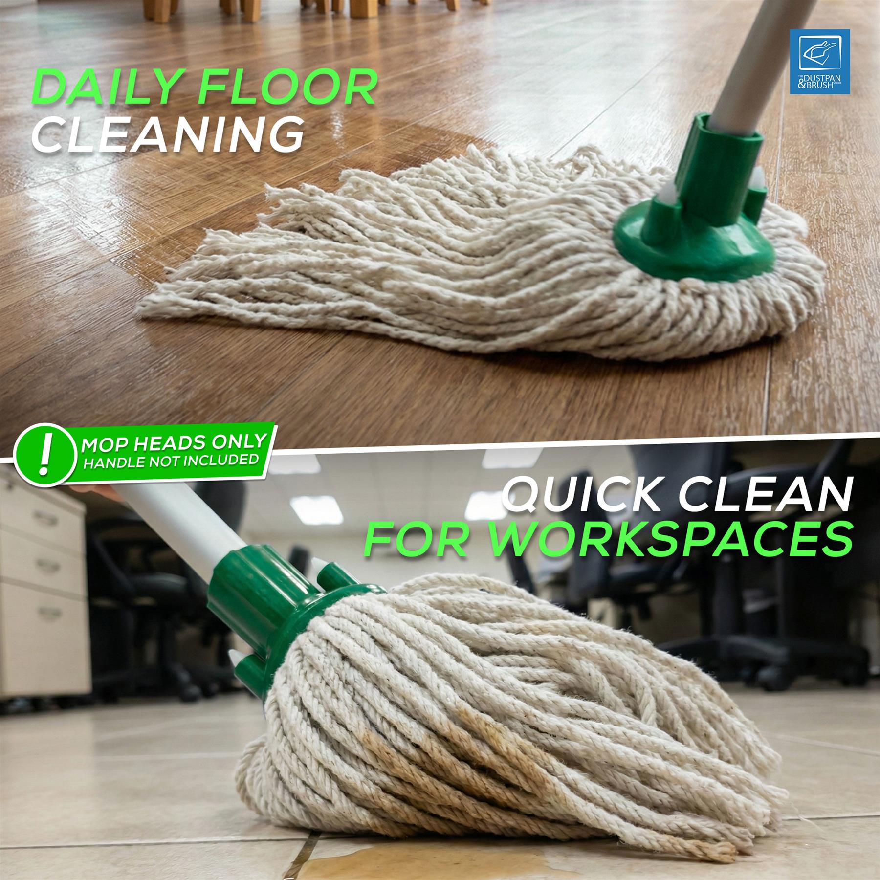 Green Cotton Mop Heads 12PY Pack of 5 | Colour Coded Cleaning