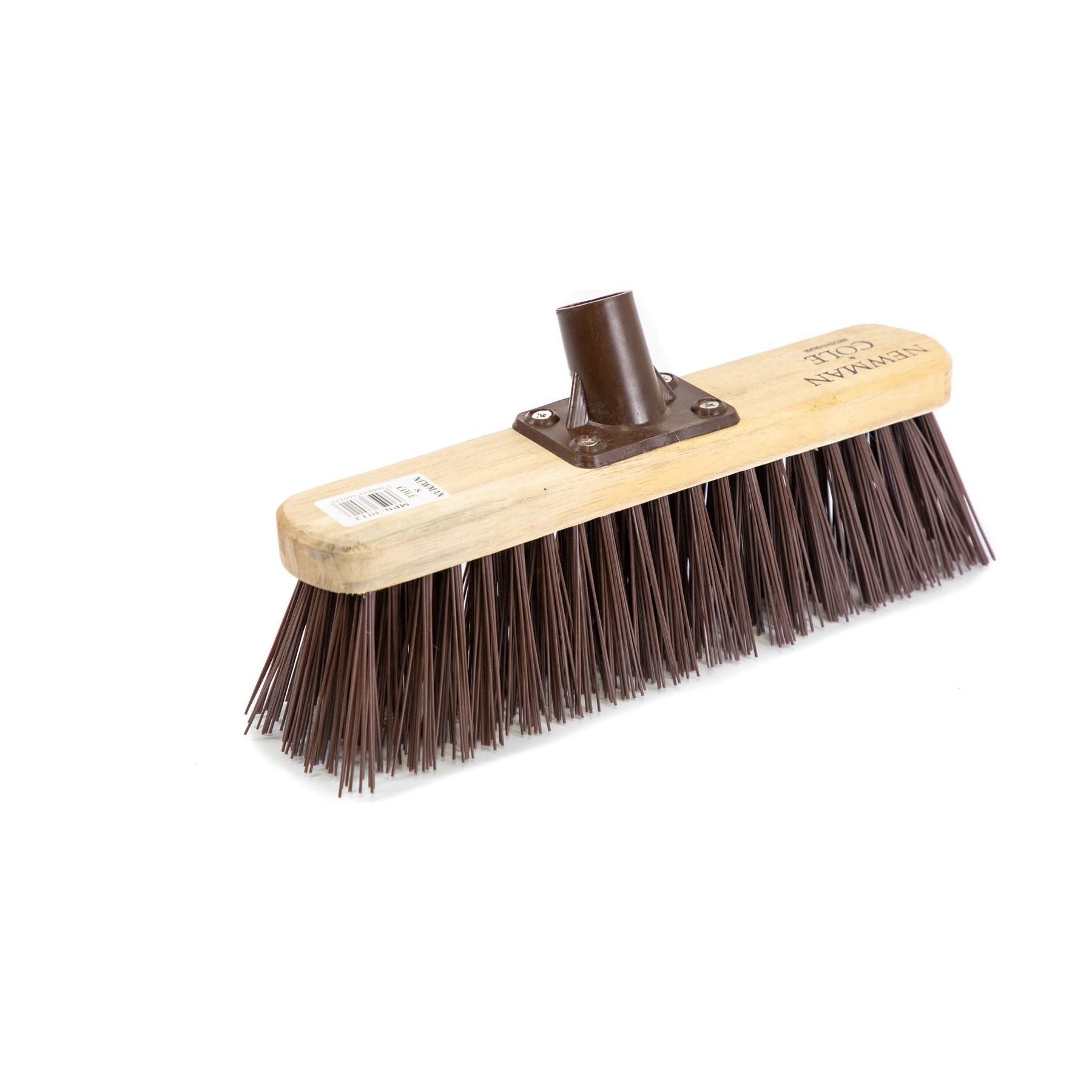 Newman and Cole 12" Stiff Synthetic Broom Head with Plastic Bracket