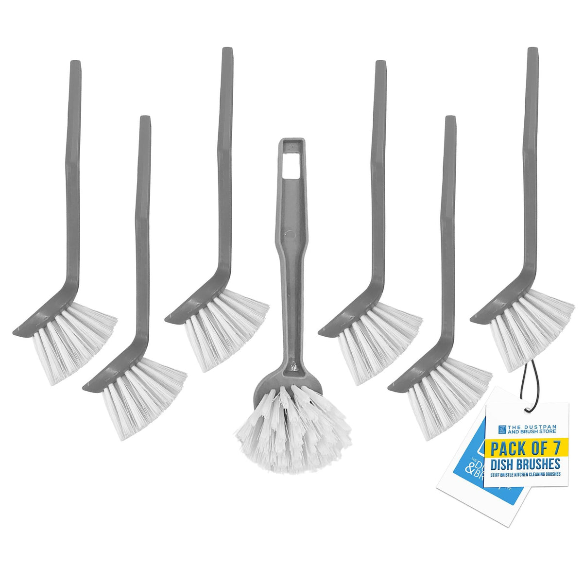 Round Dish Brushes Pack of 7 | Washing Up Brushes with Scraper