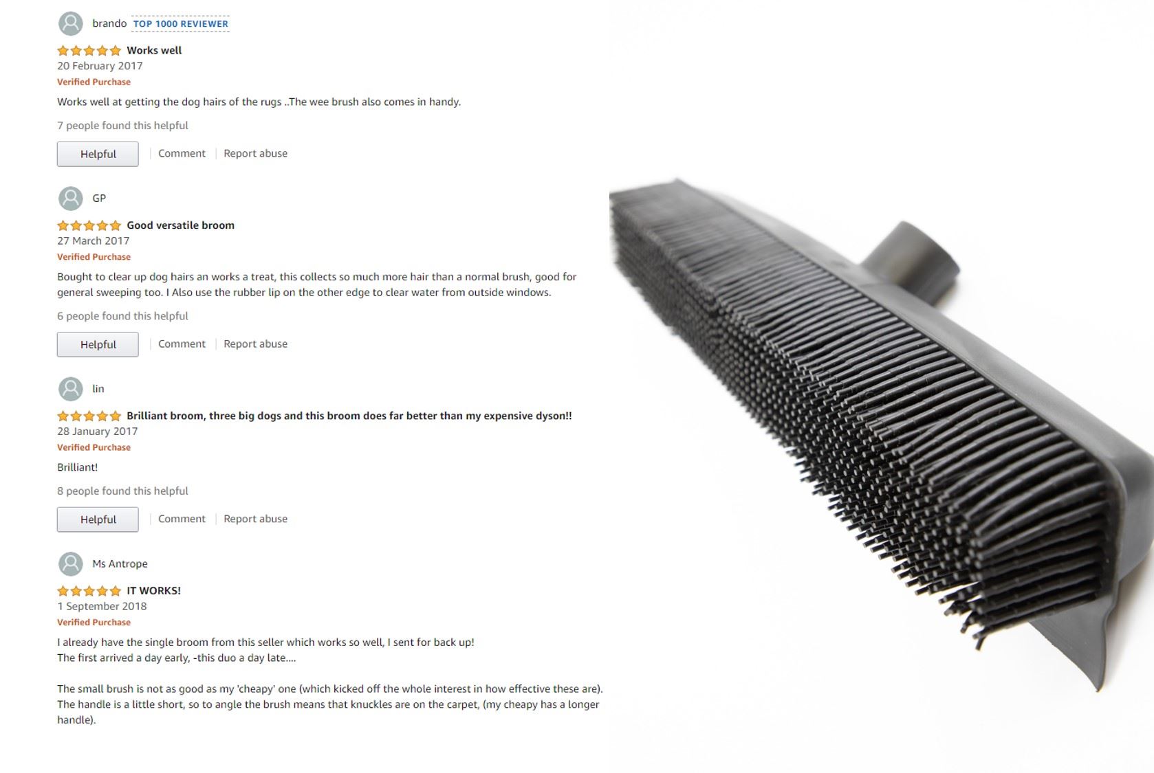 Rubber Bristle Broom | Solid Metal Handle for Pet Hair & Hard Floors