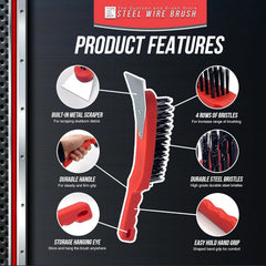 Heavy Duty Wire Brush with Scraper | Single, 3 & 12 Pack Options