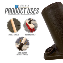 15/16" Plastic Broom Brackets | 23-24mm 2 Hole Pack of 3