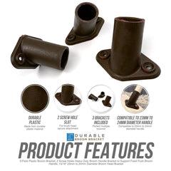 15/16" Plastic Broom Brackets | 23-24mm 2 Hole Pack of 3