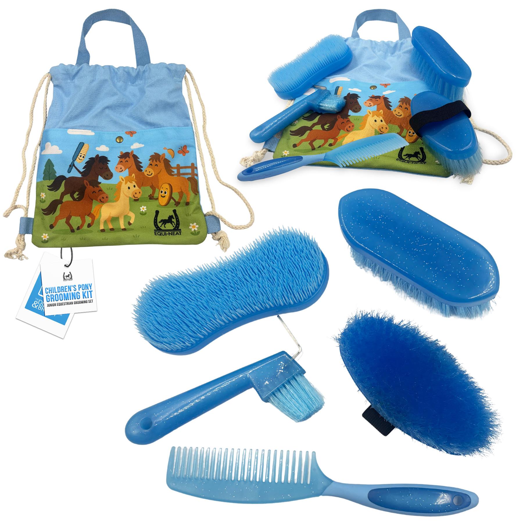 Equi-Neat Kids Horse Grooming Kit Blue – 5 Piece Set