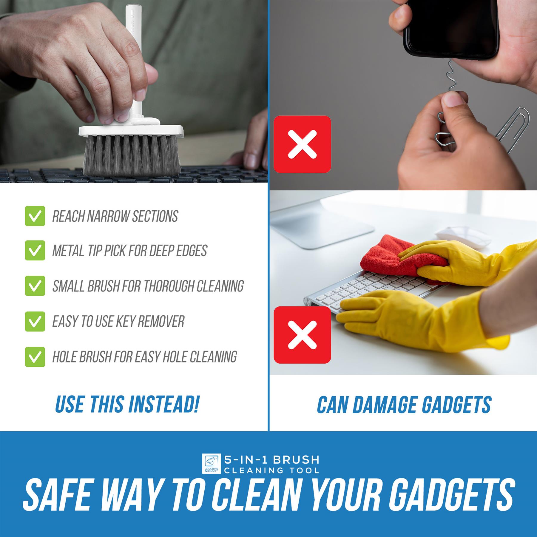 5-in-1 Electronics Cleaning Brush Kit | Keyboard, Phone & Earphone Cleaner