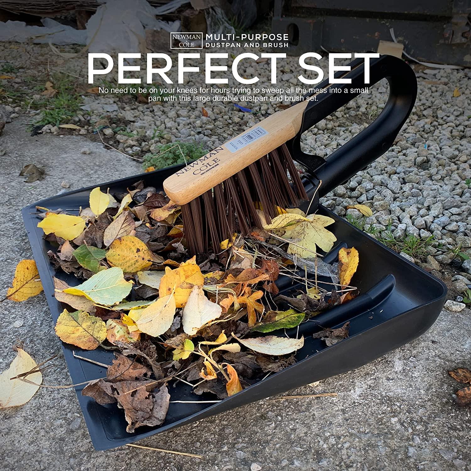 Newman and Cole Large Garden Dustpan Scoop Shovel Head with Stiff Outdoor Brush
