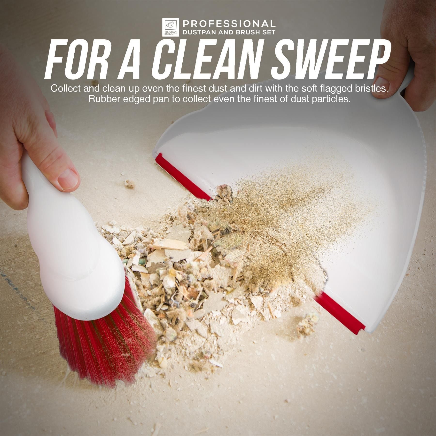 Deluxe Red Dustpan and Brush Set