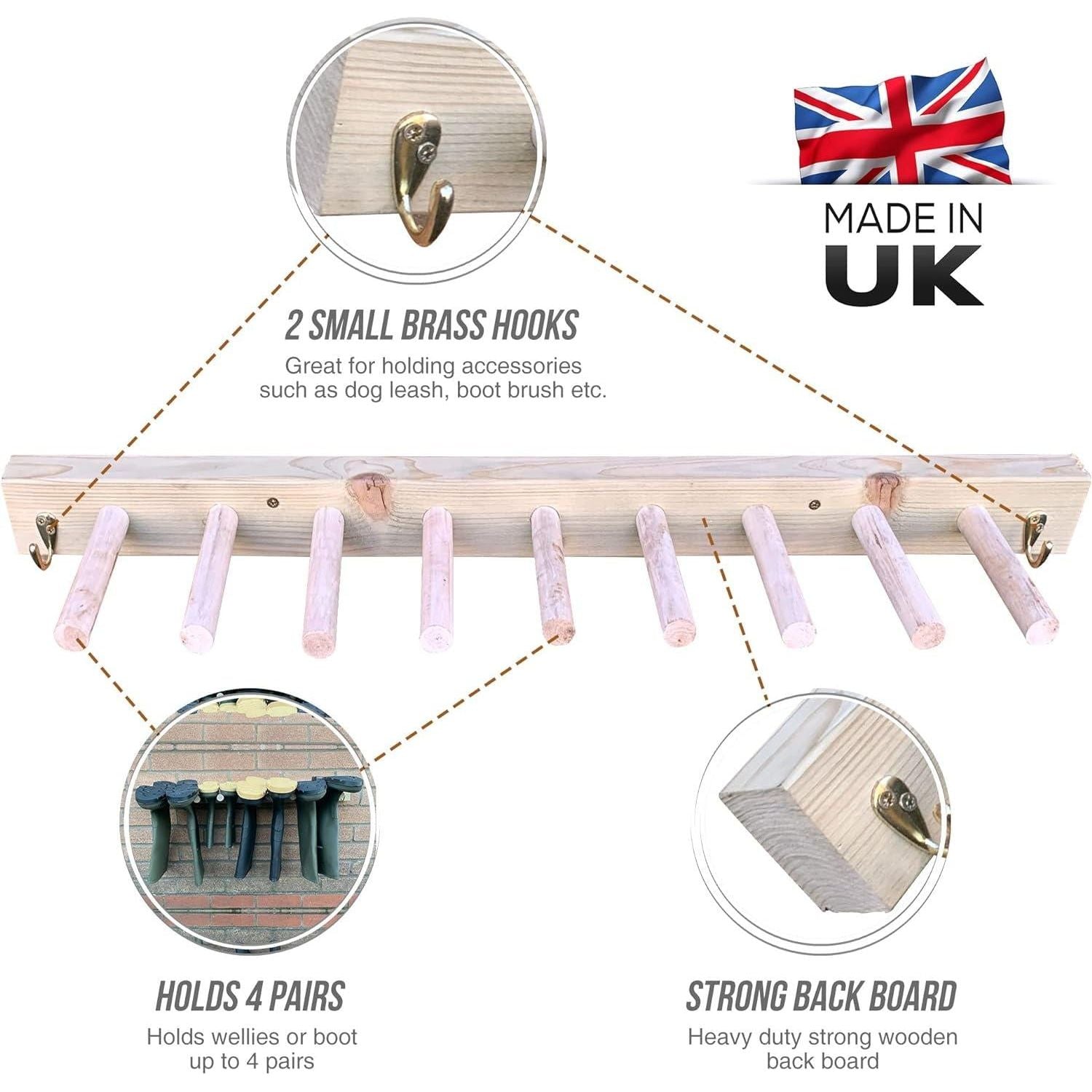 TDBS WALL Welly Rack with Hooks