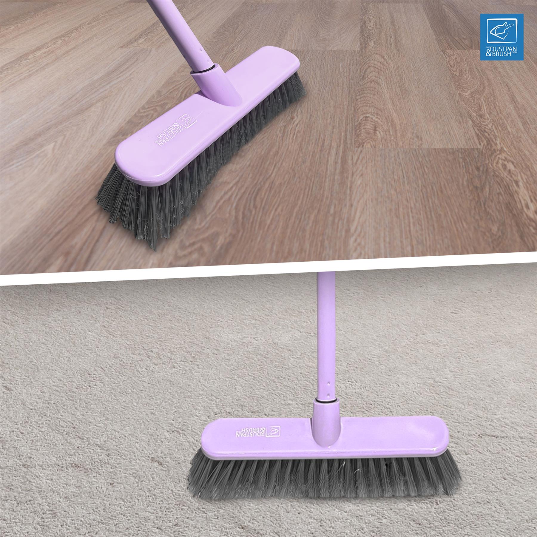 Indoor Sweeping Broom – Soft Bristle Floor Brush Duck Egg or Lilac