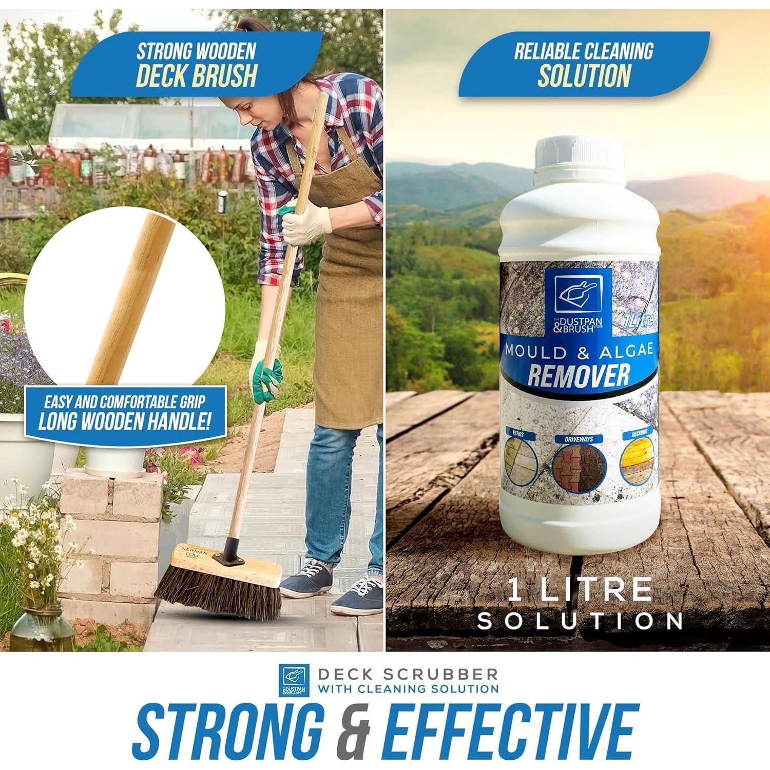 Patio Cleaning Set | Deck Brush & 1L Mould Remover Solution