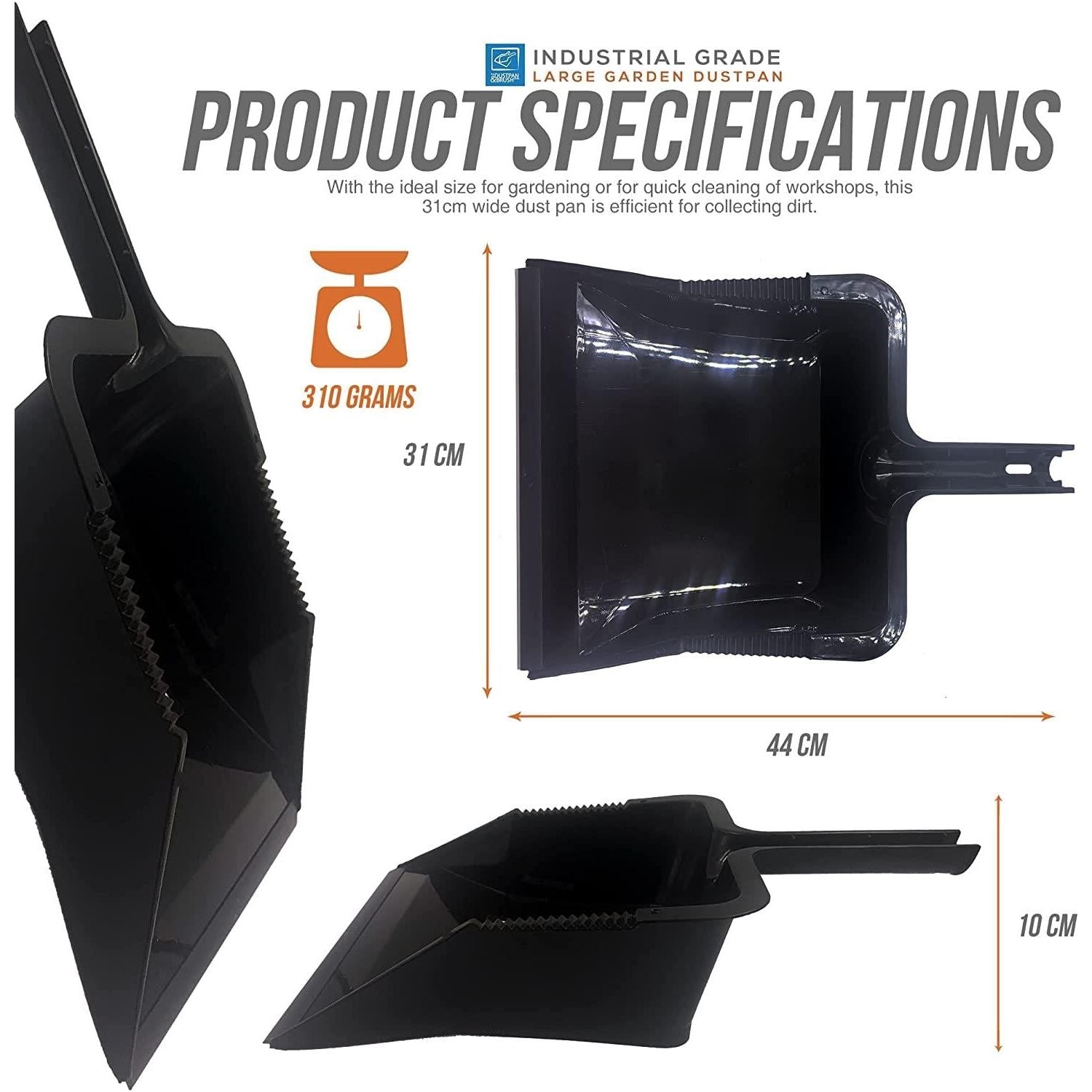 Newman and Cole Large Black Garden Dustpan