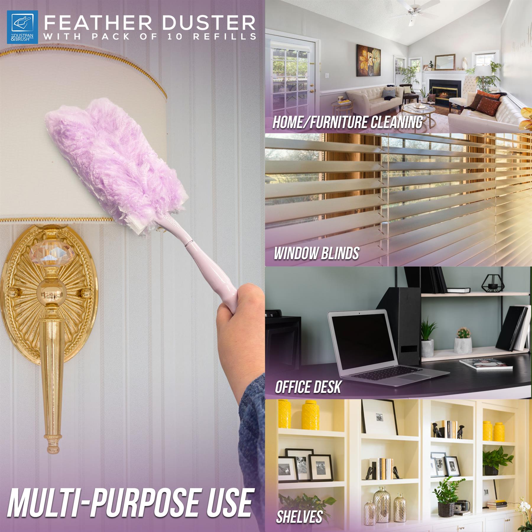Fluffy Duster with 10 Refills | Disposable Dusting Heads