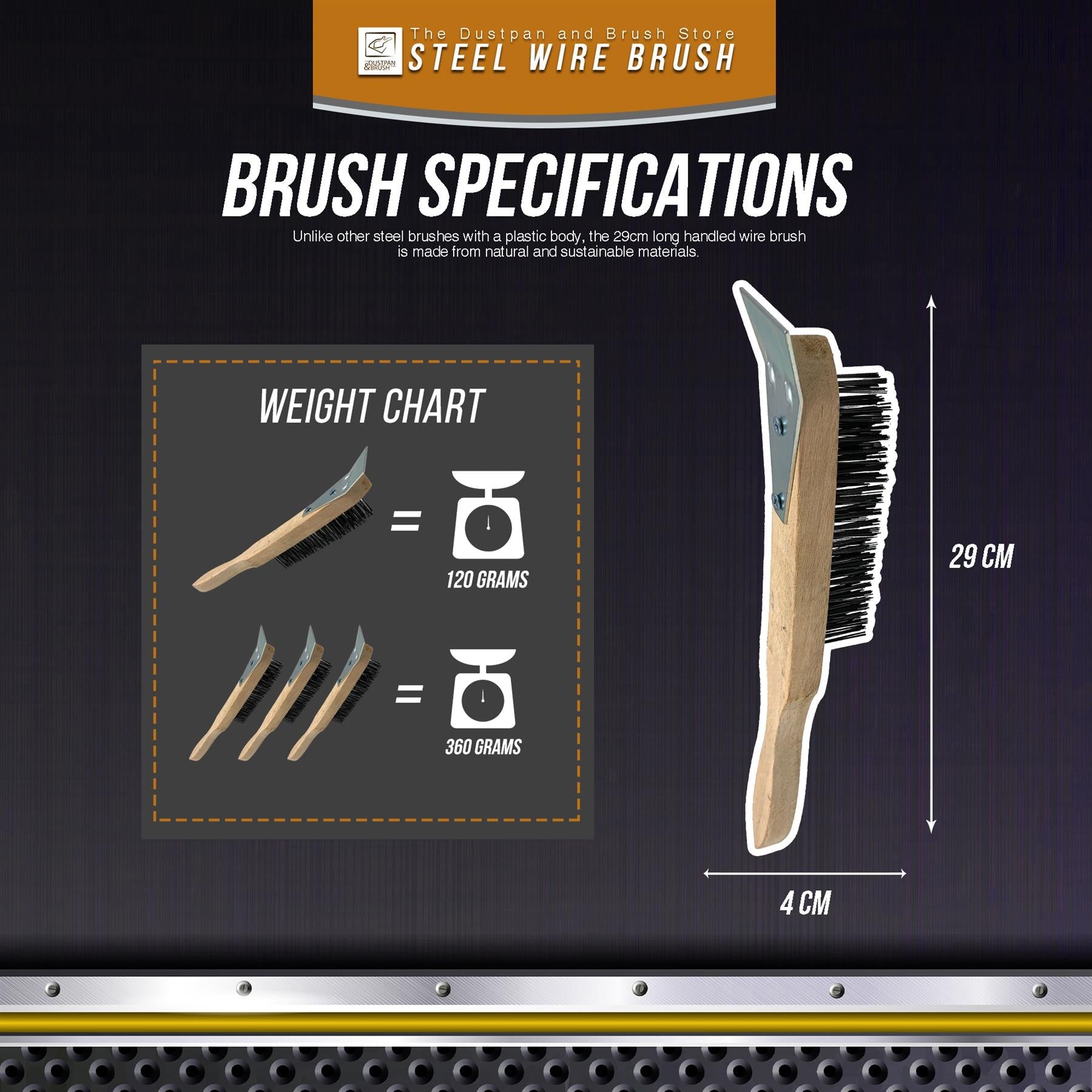 Wooden Wire Brush with Scraper | Single & Pack of 3