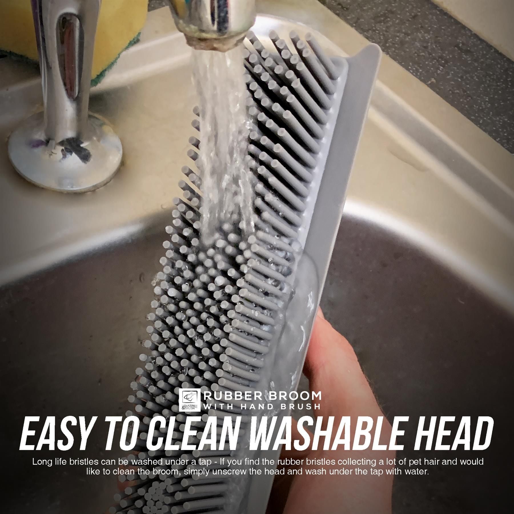 Grey Rubber Broom and Hand Brush Set for Pet Hair