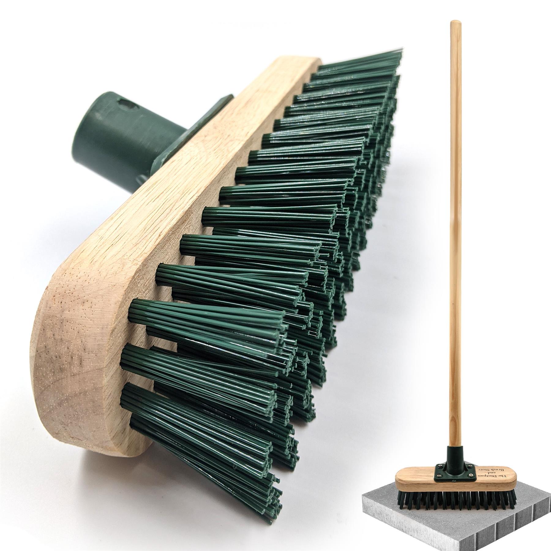 9" Stiff PVC Deck Scrub Floor Scrubbing Brush and 4ft Wooden Handle