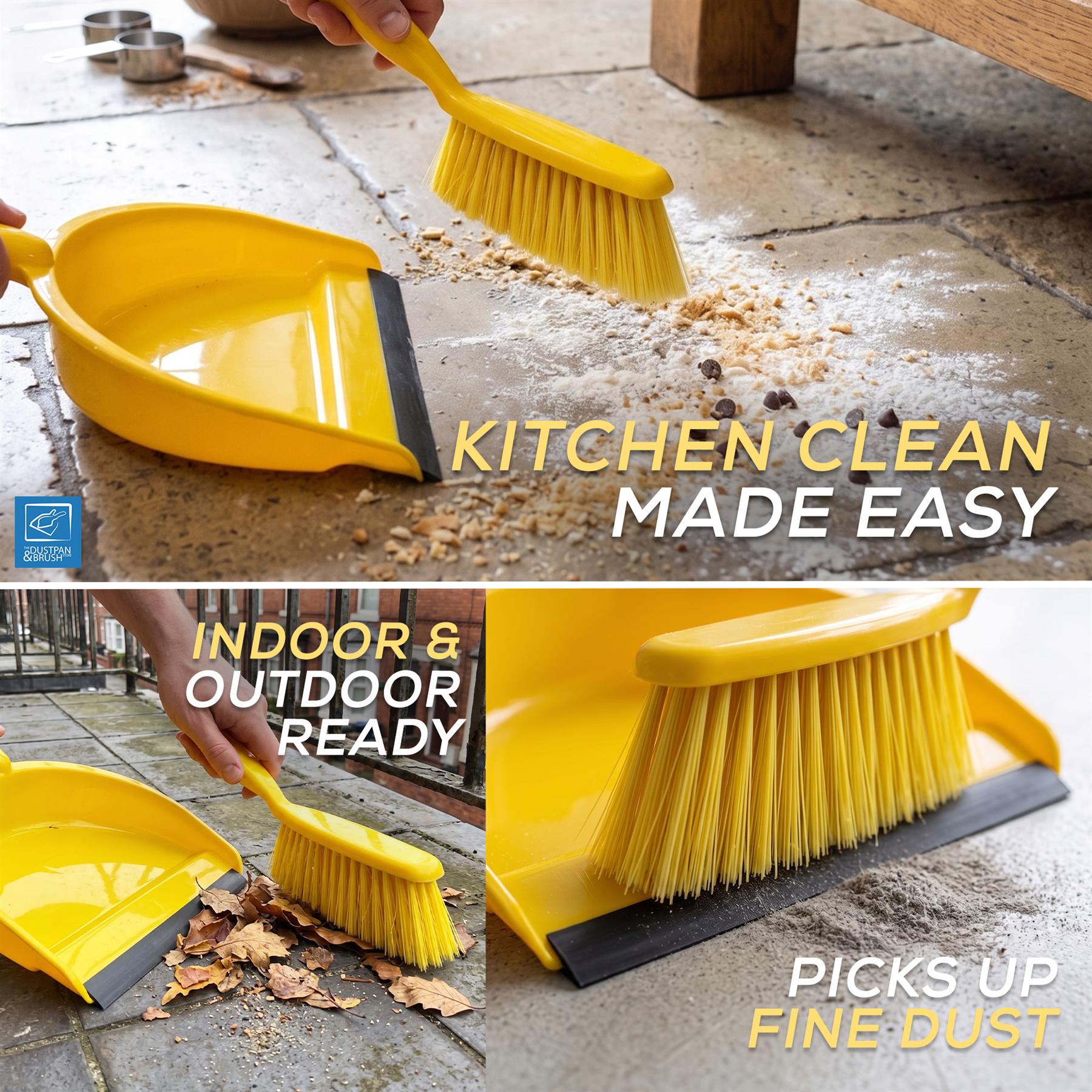Yellow Colour Coded Dustpan and Brush Set