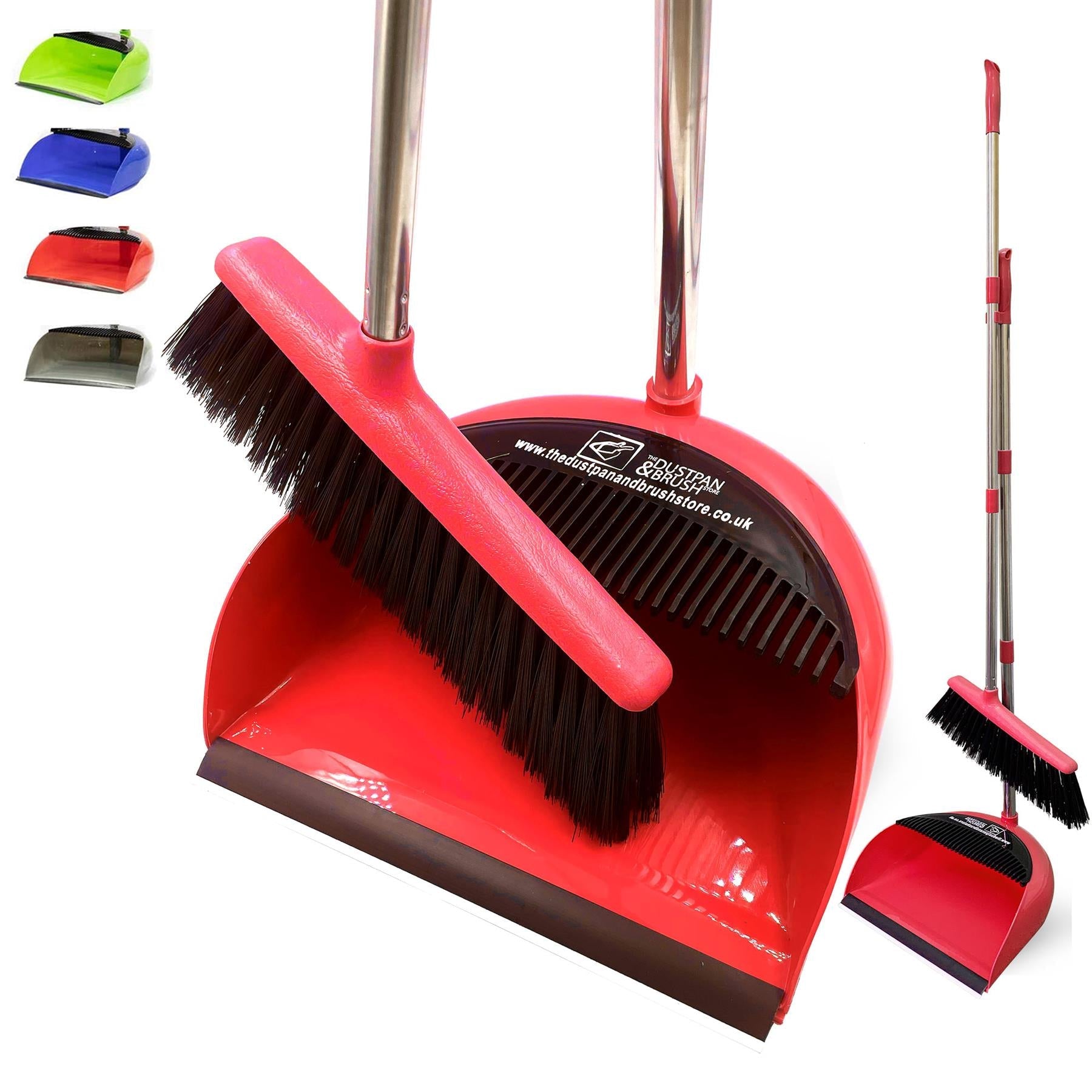 Long Handled Dustpan and Brush Set with Multi-Section Handle