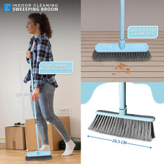 Indoor Sweeping Broom – Soft Bristle Floor Brush Duck Egg or Lilac