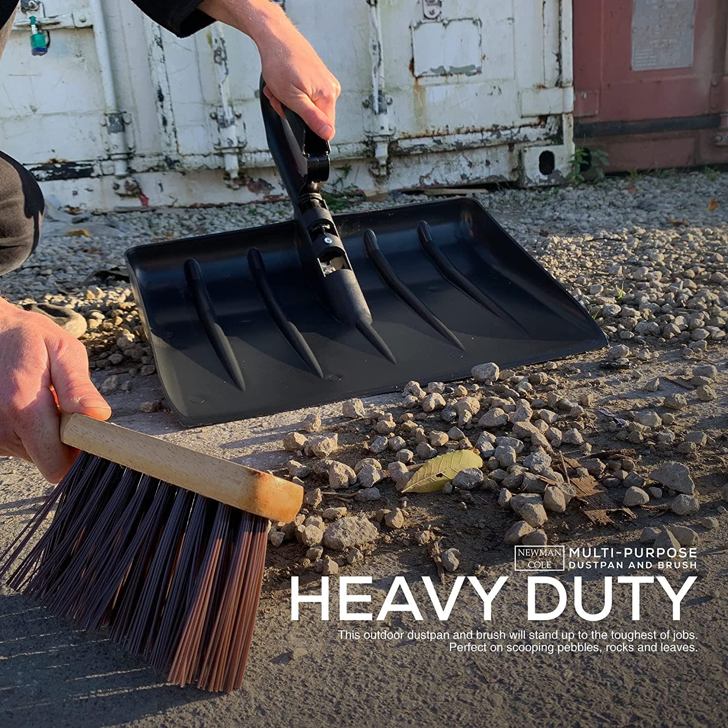 Newman and Cole Large Garden Dustpan Scoop Shovel Head with Stiff Outdoor Brush