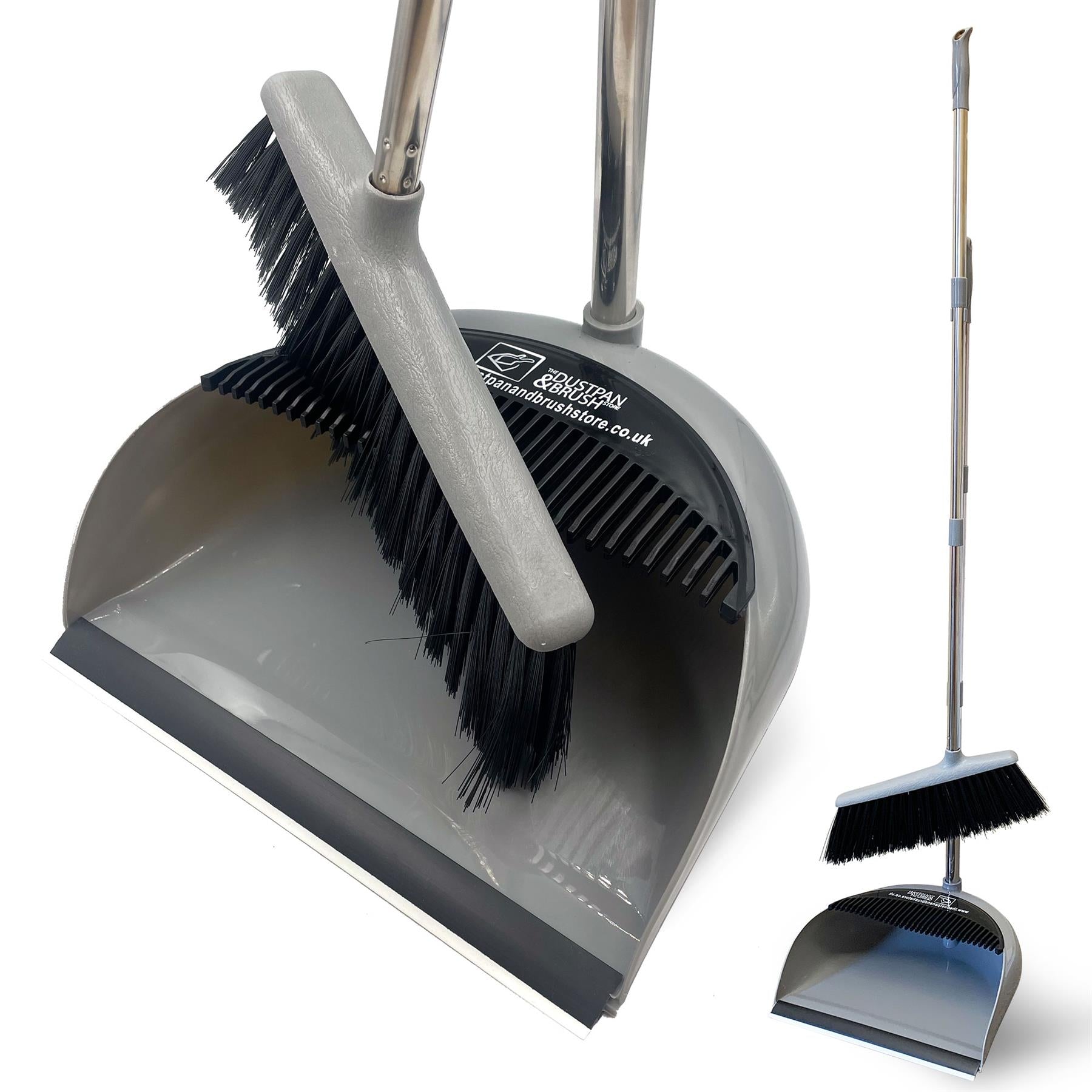 Long Handled Dustpan and Brush Set with Multi-Section Handle
