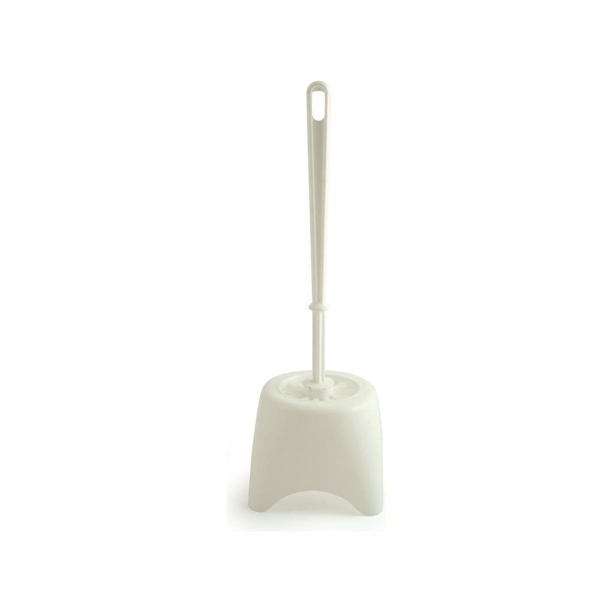 White Plastic Toilet Brush and Holder Set