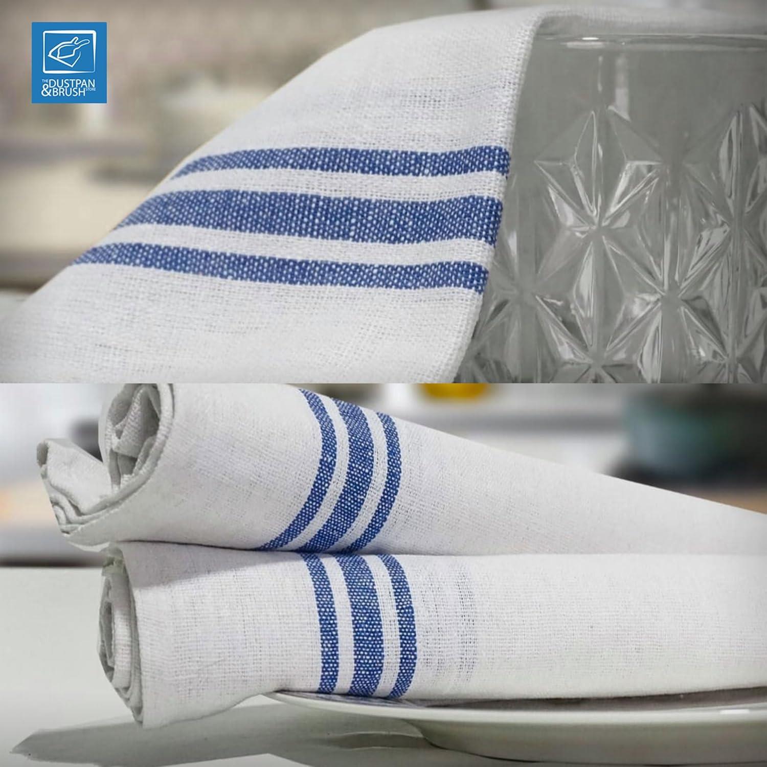 Blue & White Caterers Tea Towels Pack of 10 | Cotton Kitchen Towels