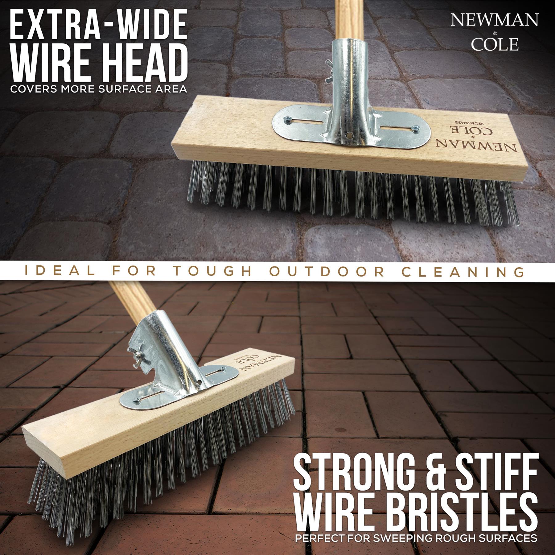 12" Newman & Cole Wire Broom with Wooden Handle