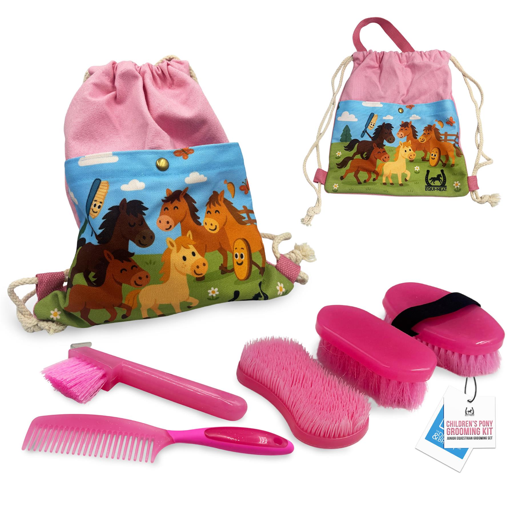 Equi-Neat Kids Horse Grooming Kit Pink – 5 Piece Set