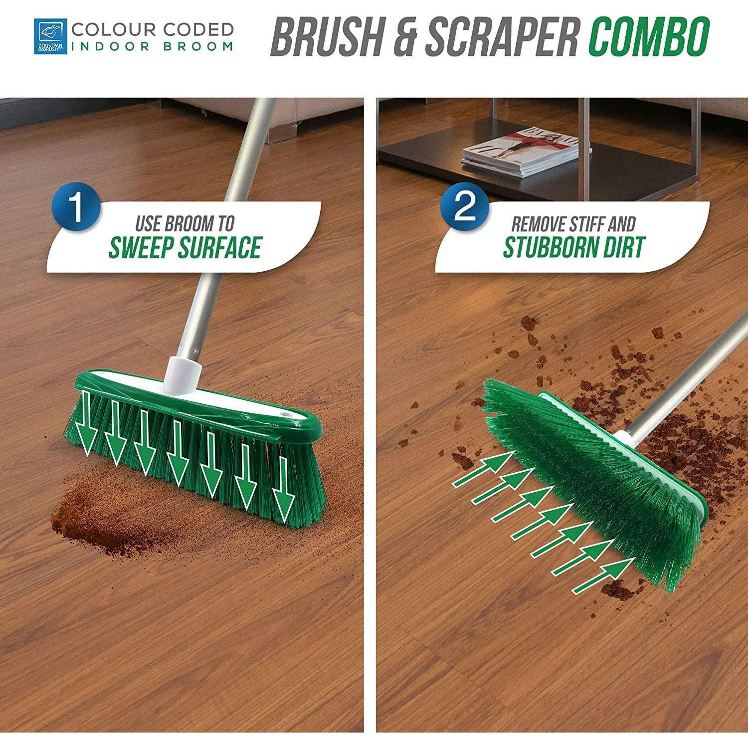 Green Colour Coded Broom Head & Handle