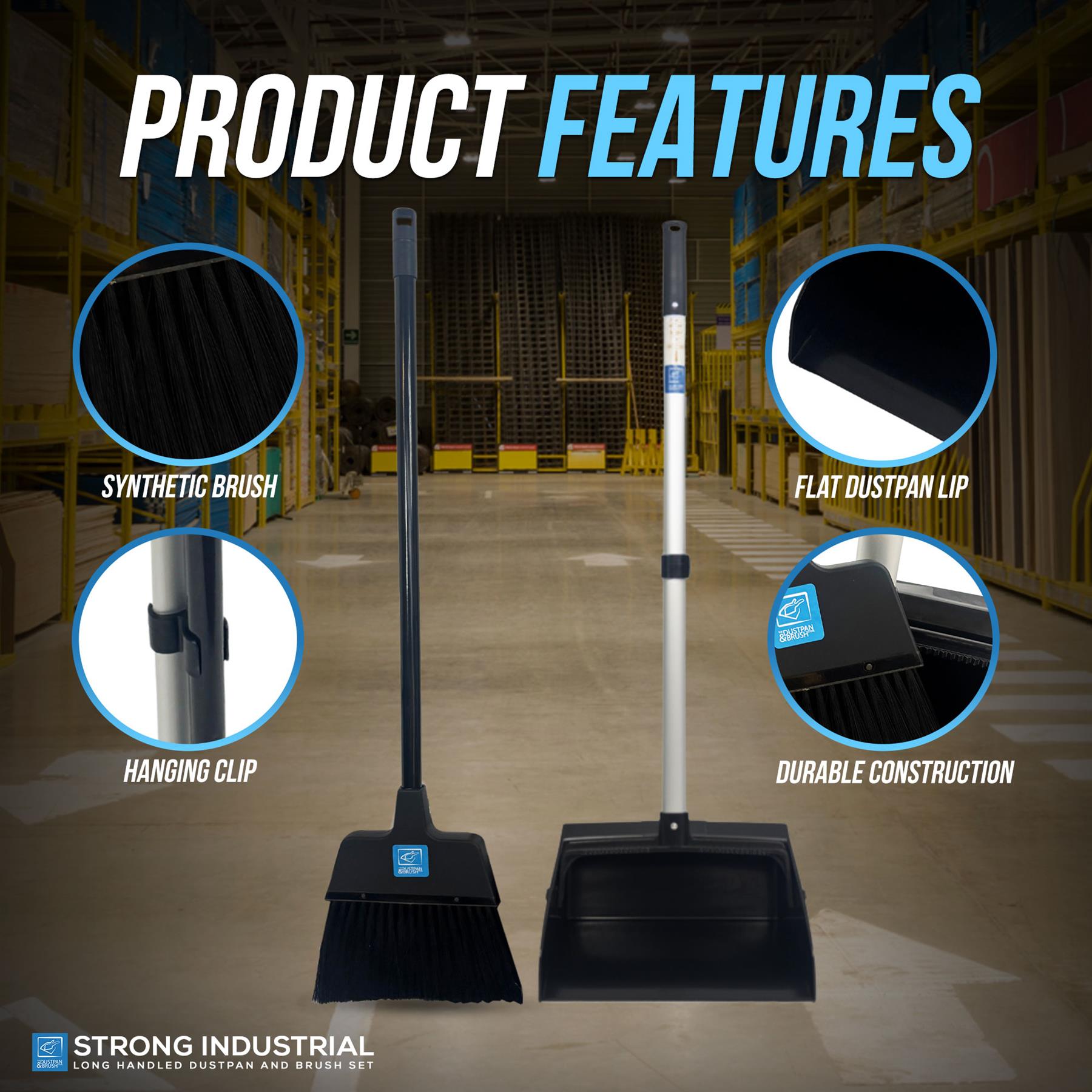 Heavy Duty Long Handled Dustpan and Brush Set – Commercial Lobby Broom