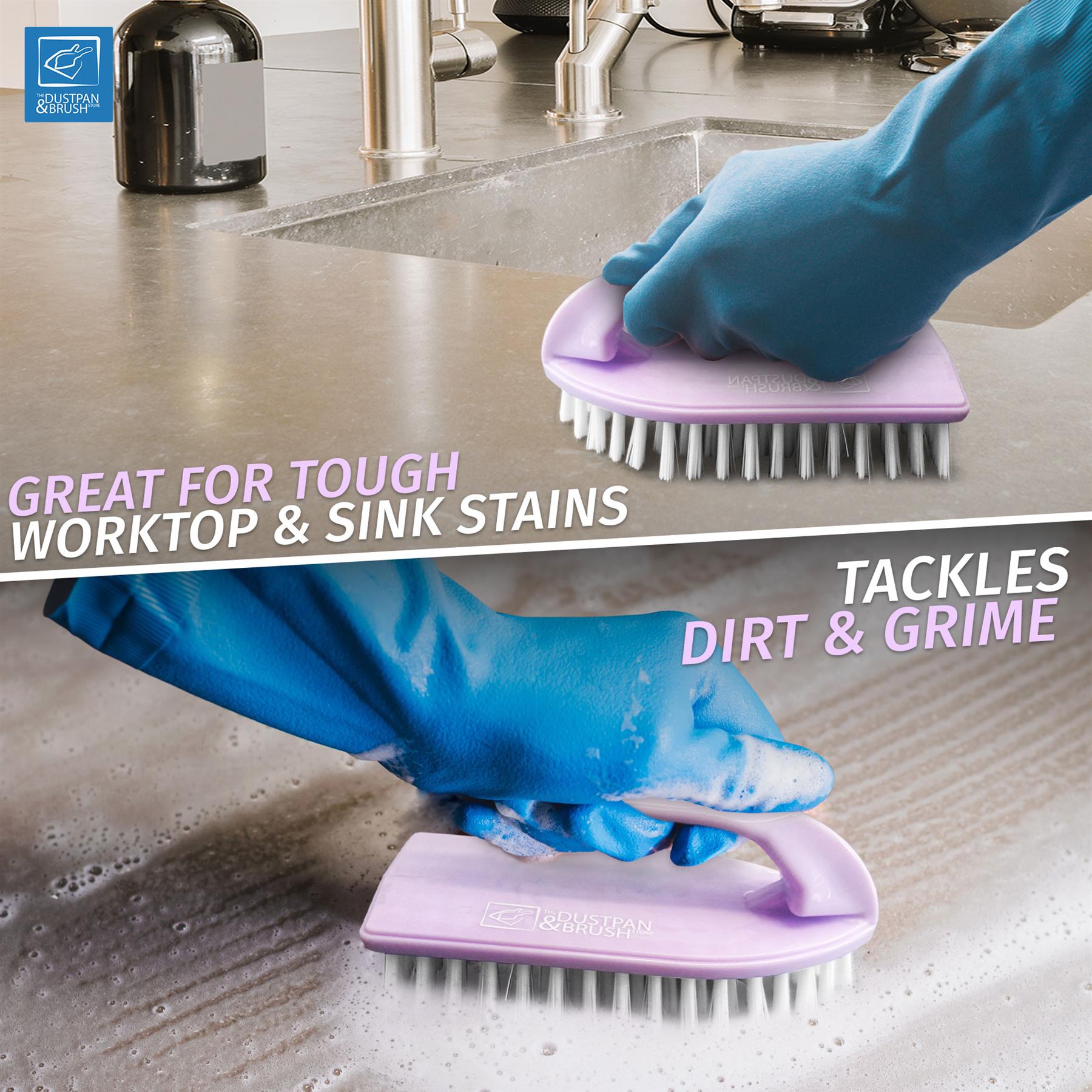 Lilac Iron Scrubbing Brush with Stiff Bristles