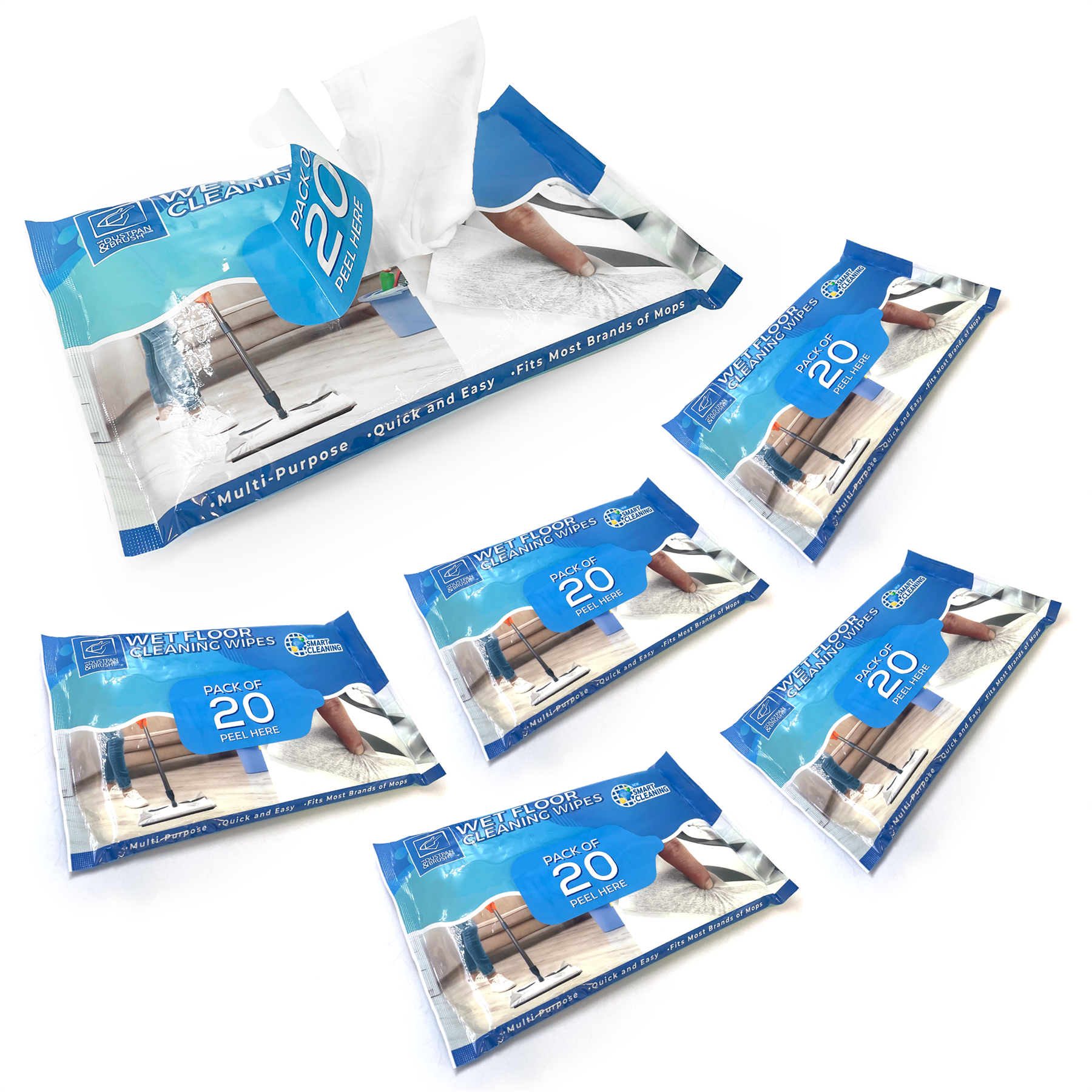 Wet Floor Mop Wipes – 6 Packs of 20 Cleaning Cloths