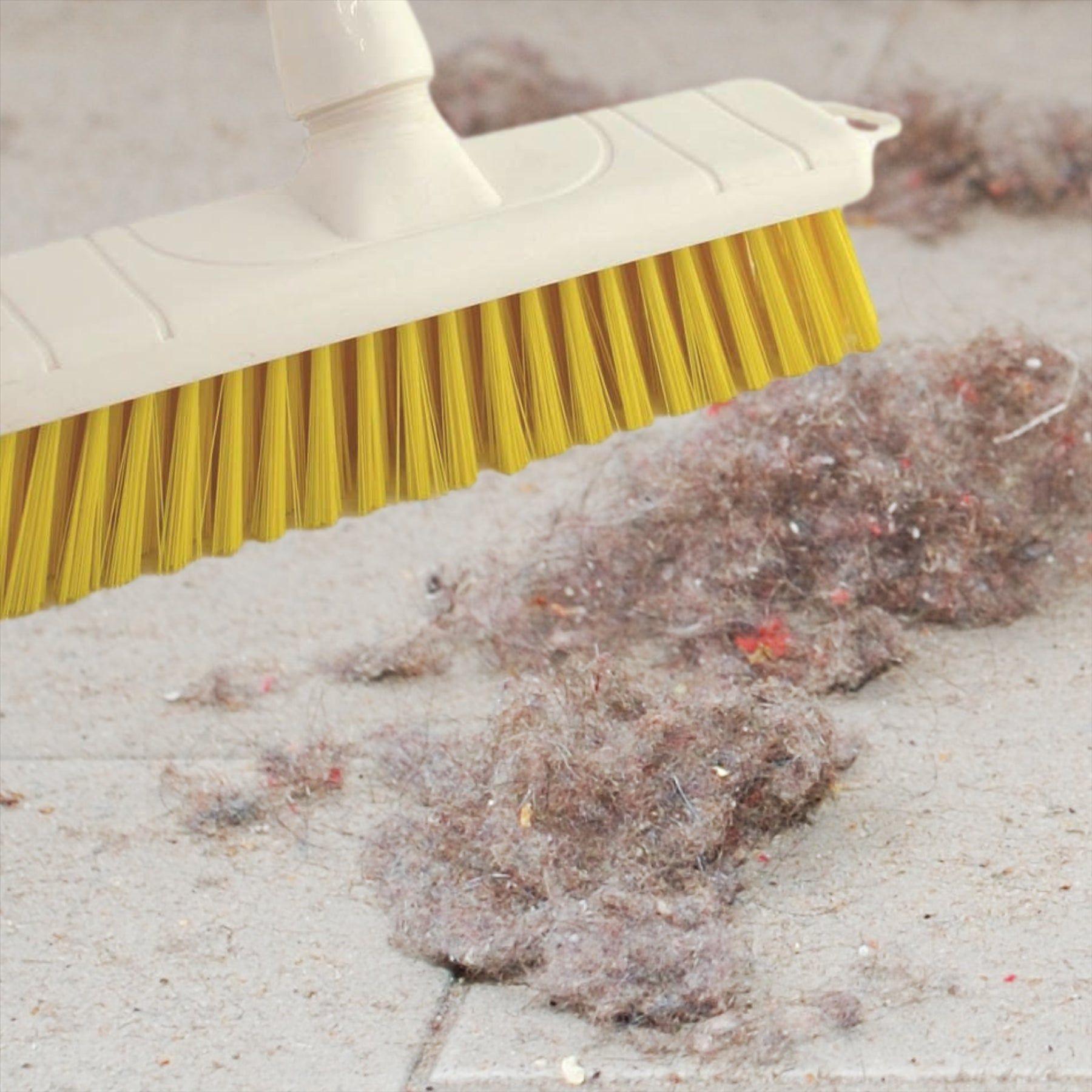 Yellow Colour Coded 12" Soft Sweeping Broom & Handle