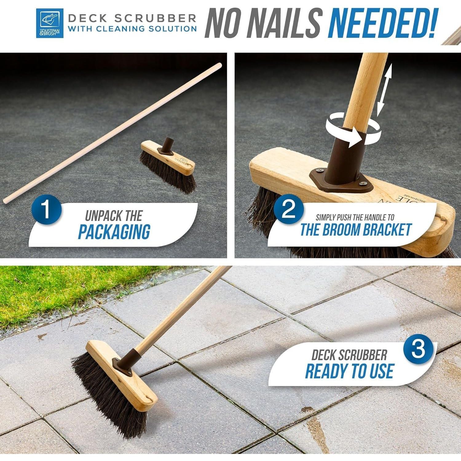 Patio Cleaning Set | Deck Brush & 1L Mould Remover Solution