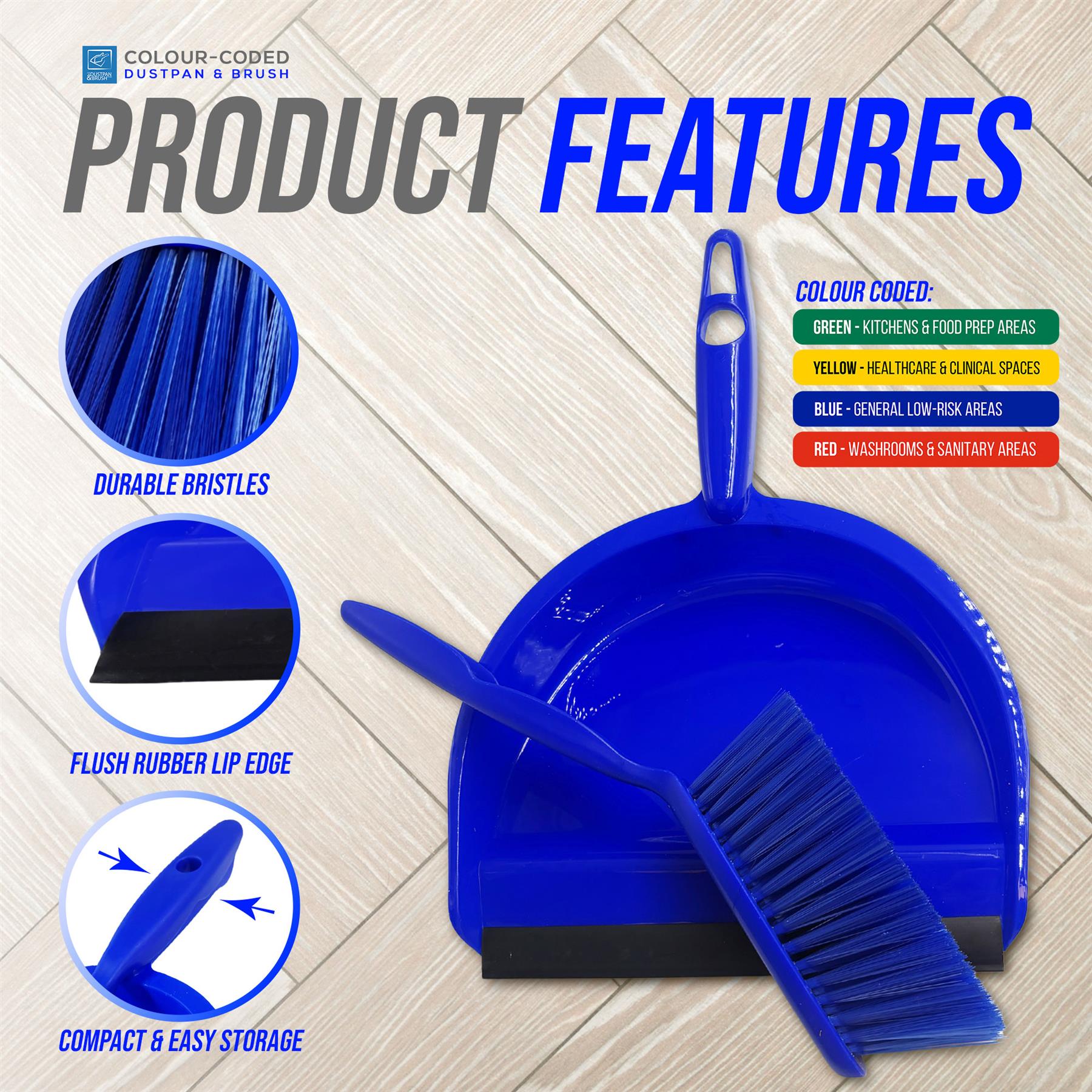 Blue Colour Coded Dustpan and Brush Set