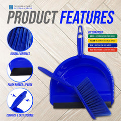 Blue Colour Coded Dustpan and Brush Set