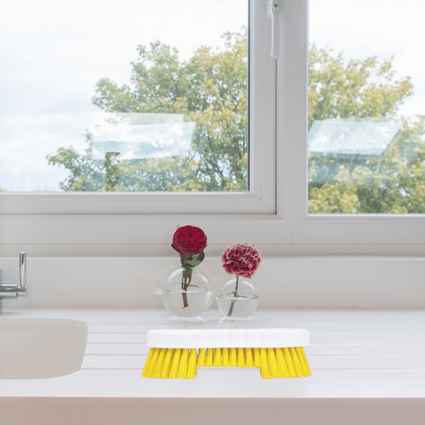 Yellow Double Winged Scrubbing Brush | Heavy Duty Floor Brush