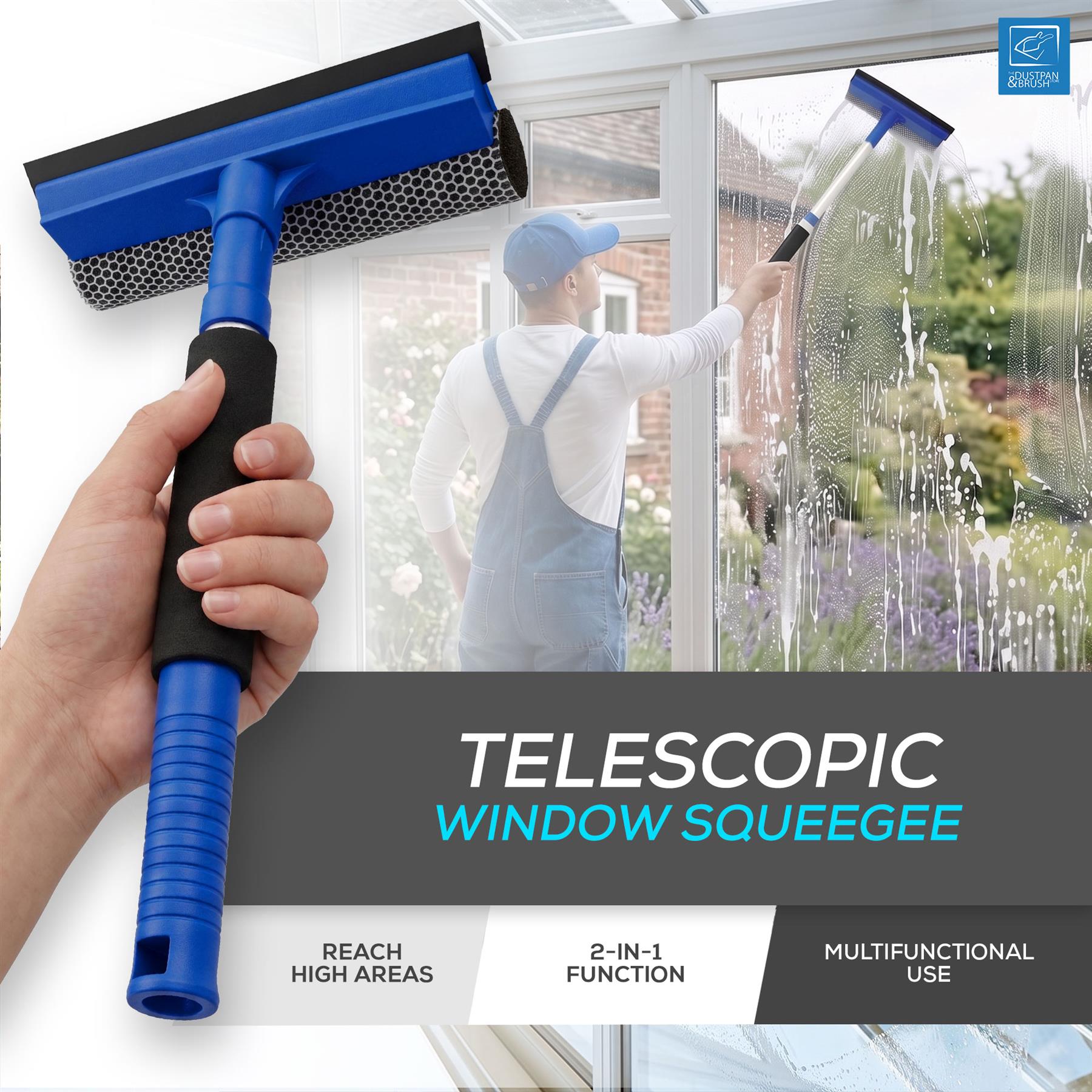 Professional Window Squeegee & Applicator with Telescopic Handle