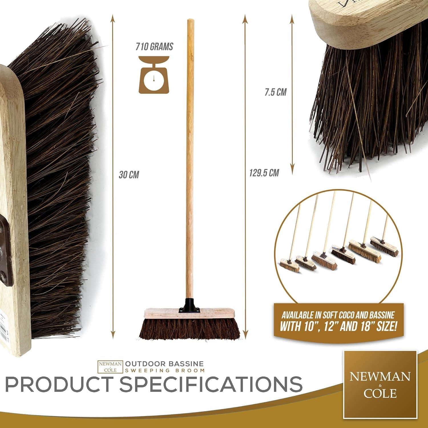 12" Newman & Cole Bassine Broom with Handle | Outdoor Yard Brush