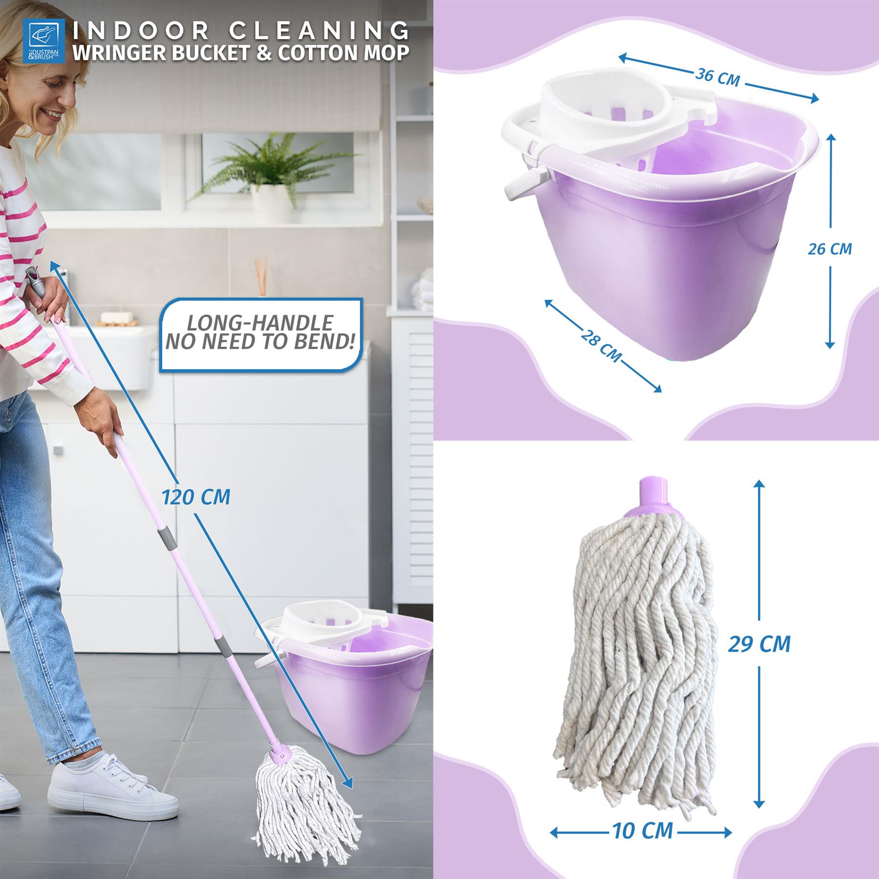 Lilac Mop and Bucket Set | Cotton Mop with Wringer